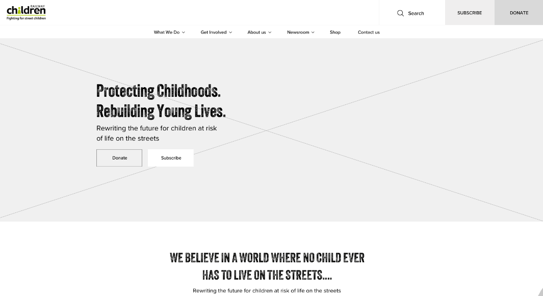 Railway Children new design wireframe