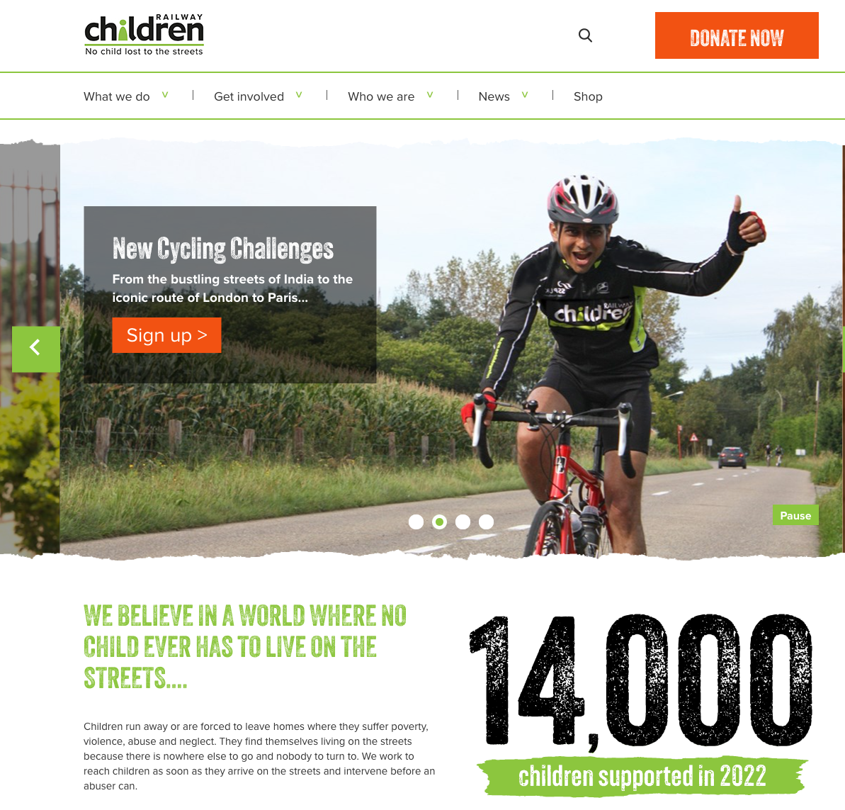 Railway Children website old design